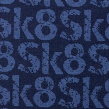 French Terry Sk8 Schrift Blau Kombi by Lycklig Design von Swafing